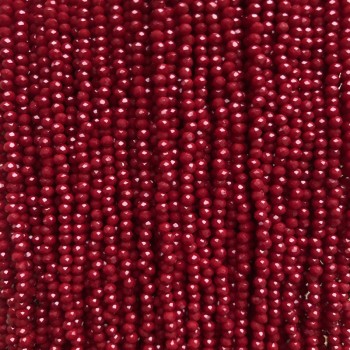 Beads Czech Crystal on thread dark red matte faceted rondelle, diameter 3×2.5 mm, length 36 cm +