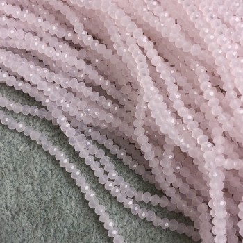 Beads Czech Crystal on beading thread, delicate pink matte faceted rondelle, diameter 3.5x3 mm + -, length 36 cm +