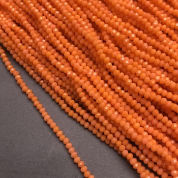 Beads Czech Crystal on thread, matte carrot-orange, faceted rondelle, diameter 3×2.5 mm, length 36-38 cm +