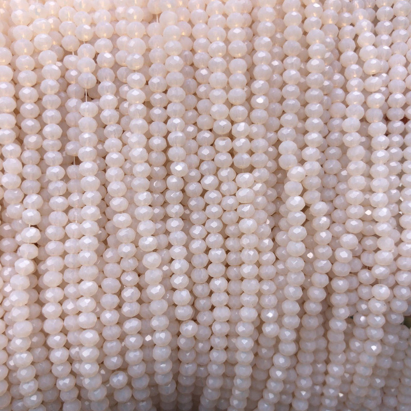 Peach Matte Czech Crystal Beads on beading thread, faceted rondelle, diameter 3x2.5mm, length 36-38cm +