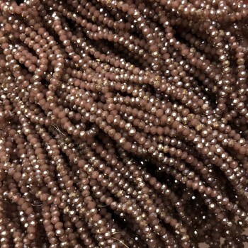 Beads Czech Crystal on Thread, Faceted Matte with Plating, Faceted Rondel, Diameter 3×2.5 mm + -, Length 36–38 cm +