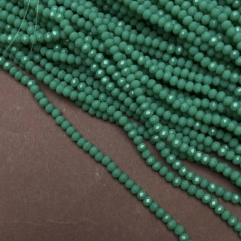 Beads Czech Crystal on Thread Pale Green Matte Faceted Rondelle, Diameter 3x2.5 mm, Length 36–38 cm