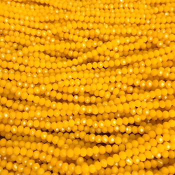 Beads Czech Crystal on Thread, Maize Matte Faceted Rondelle, Diameter 3.5×3 mm + -, Length 36-38 cm +
