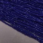 Beads Czech Crystal on thread dark blue matte faceted rondel, diameter 3.5×3 mm, length 36-38 cm