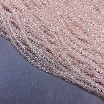 Beads Czech Crystal on fishing line pale pink transparent faceted rondelle, diameter 3.5×3 mm + -, length 36-38 cm +