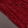 Red Matte Czech Crystal Beads on Thread, Faceted Rondelle, Diameter 3.5x3 mm, Length 36-38 cm