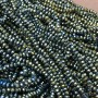 Czech Crystal Beads on Fishing Line Gray-Green Finish with a Gasoline Sheen, Faceted Rondelle, Diameter 3.5×3 mm, Length 36-38 cm