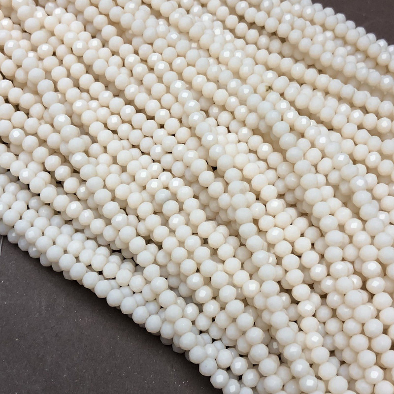 Czech crystal beads on thread, Peach matte faceted rondelle, diameter 3.5×3 mm, length 36-38 cm