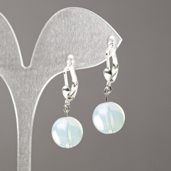 Moonstone Earrings (synthetic) Smooth Ball, 12 mm diameter ±, 32 mm length ±
