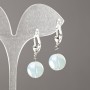 Moonstone Earrings (synthetic) Smooth Ball, 12 mm diameter ±, 32 mm length ±