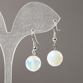 Moonstone Earrings (synthetic) Faceted Ball, 12 mm diameter ±, 34 mm length ±