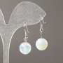 Moonstone Earrings (synthetic) Faceted Ball, 12 mm diameter ±, 34 mm length ±