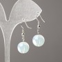 Moonstone Earrings (synthetic) Smooth Bead, Diameter 12 mm ±, Length 34 mm ±