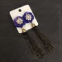 Earrings Kytytsi Purple Flower with Chains, 90 mm length