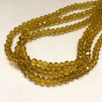 Czech Crystal Beads on Monofilament Line Orange-Peach Transparent Faceted Rondelle, Diameter 6x4.5 mm + -, Length 38-40 cm +