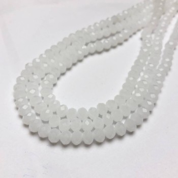 Milky Matte Czech Crystal Beads on Beading Thread, Faceted Rondelle, 6x4.5 mm, Length 38-40 cm