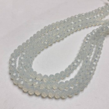 Milky Transparent Czech Crystal Beads on Thread, Faceted Rondelle, Diameter 6x4.5 mm, Length 38-40 cm +