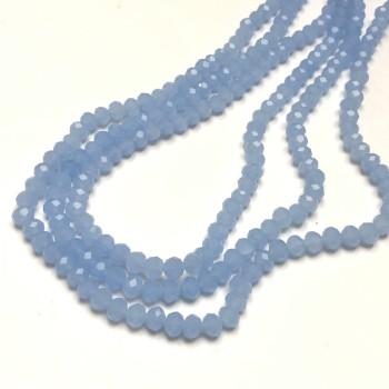 Cornflower Blue Matte Czech Crystal Beads on Beading Thread, Faceted Rondelle, 6x4.5 mm, length 38-40 cm +