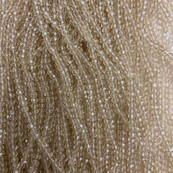 Champagne Czech Crystal Beads on Thread - Transparent Faceted Rondelle, 3.5x3mm, 32cm