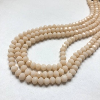 Peach Czech Crystal Beads on Thread, Peach Matte Faceted Rondelle, Diameter 6x4.5 mm, Length 38-40 cm