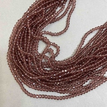 Beads Czech Crystal on Thread, Light-Brown Transparent Faceted Rondelle, Diameter 3.5×3 mm, Length 33 cm