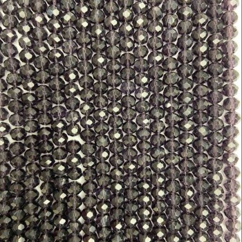 Dark violet Czech crystal beads on thread, faceted rondelle, diameter 6x5 mm, length 42 cm