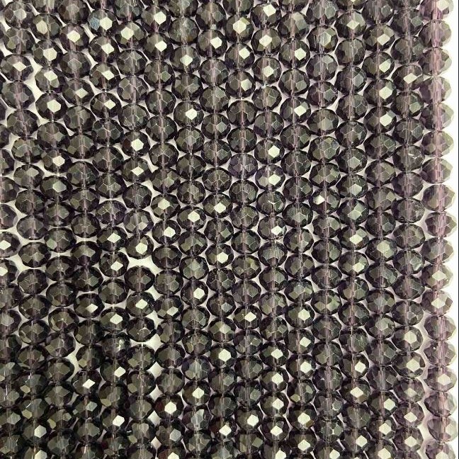 Dark violet Czech crystal beads on thread, faceted rondelle, diameter 6x5 mm, length 42 cm