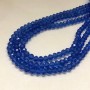 Blue transparent Czech crystal beads on thread, faceted rondelle, diameter 6x4.5 mm, length 38-40 cm