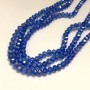Czech Crystal Beads on Beading Thread, Blue Transparent with Gasoline Iridescence, Faceted Rondelle, Diameter 6×4.5 mm, Length 38-40 cm +