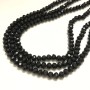 Black Matte Czech Crystal Beads on Thread, Faceted Rondelles, 6x4.5 mm, Length 38–40 cm