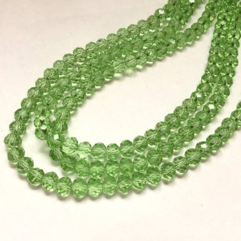 Lime Green Czech Crystal Beads on Fishing Line, Transparent Lime Green, Faceted Rondelle, Diameter 6x4.5 mm, Length 38-40 cm + -