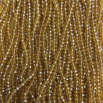 Amber Transparent Czech Crystal Beads on Thread, Faceted Rondelle, Diameter 3.5×3 mm, Length 33 cm