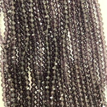Beads Czech Crystal on Fishing Line, Dark Purple Faceted Rondelle, Diameter 3x3.5 mm + -, Length 32 cm +