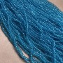 Beads Czech Crystal on thread blue-green transparent faceted rondel, diameter 3.5x3 mm, length 36-38 cm
