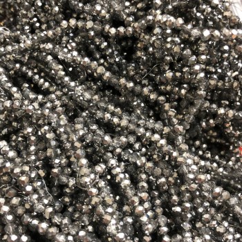 Beads Czech Crystal on fishing line assortment gray with plating, faceted rondel, diameter 3.5×3 mm + -, length 36-38 cm +