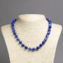 Natural blue eye agate necklace with smooth round beads, diameter 10 mm +/-, length 45 cm
