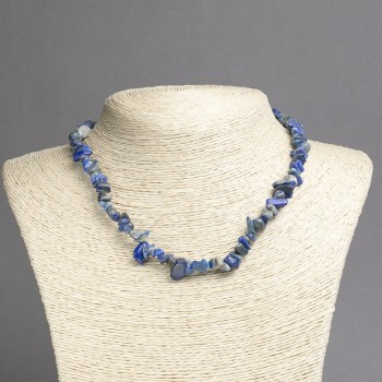 Sodalite necklace (pressed) chip beads, 6–10 mm diameter, 50 cm length with extender chain