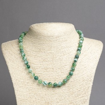 Natural eye agate necklace, smooth beads, diameter 8(±)mm, length 45cm+