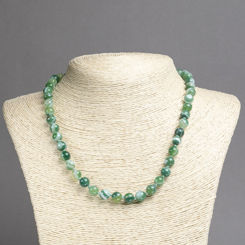 Natural eye agate necklace, smooth beads, diameter 8(±)mm, length 45cm+