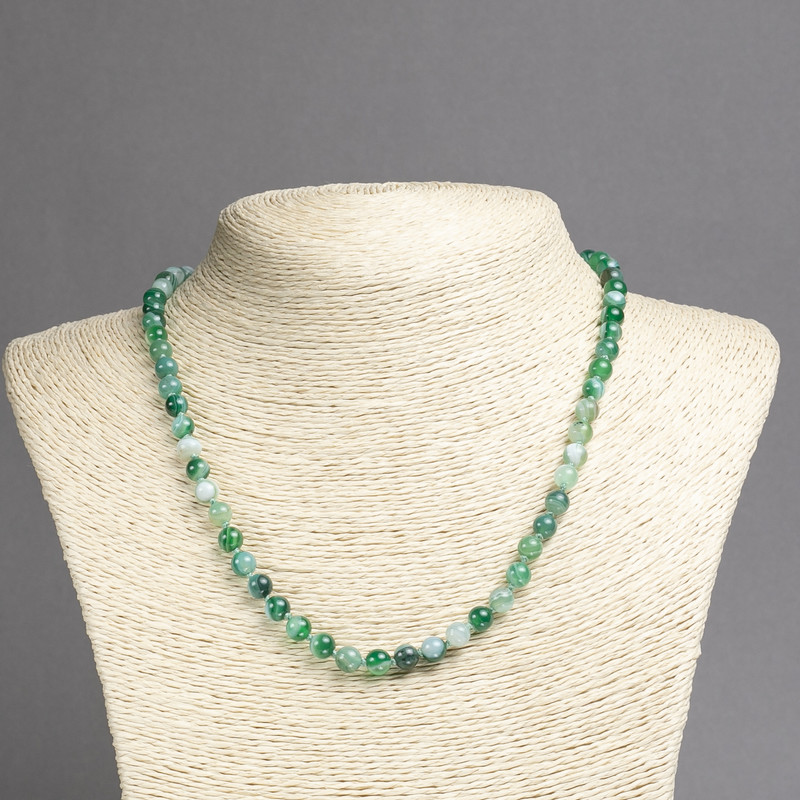 Eye Agate Necklace, Smooth Beads, 6 mm Diameter, 45 cm Length+