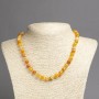Bright orange agate necklace with smooth round beads, 8 mm diameter, 45 cm length