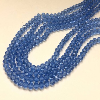 Beads Czech Crystal on thread, light blue transparent faceted rondelle, diameter 8x6 mm + -, length 40-42 cm +