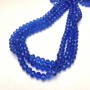 Blue Czech Crystal Beads on Thread, Faceted Rondelle, Diameter 8x6 mm, Length 40-42 cm (+/-)