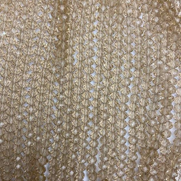 Amber Czech Crystal Beads on Beading Thread, Transparent Faceted Rondelle, 6x5 mm, Length 40 cm