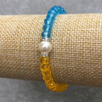Elastic bracelet with Czech crystal and Ukrainian faceted rondel acrylic, diameter 6x4mm, length 18cm