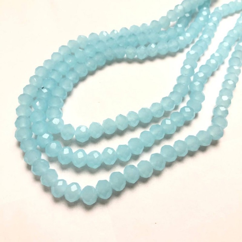 Pale Lilac Matte Czech Crystal Beads on Thread, Faceted Rondel, 8×6 mm, Length 40-42 cm +