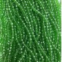 Czech Crystal Beads on Beading Thread, Green Transparent Faceted Rondel, 6x5 mm diameter, 38 cm length +