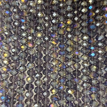Beads Czech Crystal on fishing line purple with gasoline iridescent coating, faceted rondel, diameter 8x6 mm + -, length 40-41 cm +