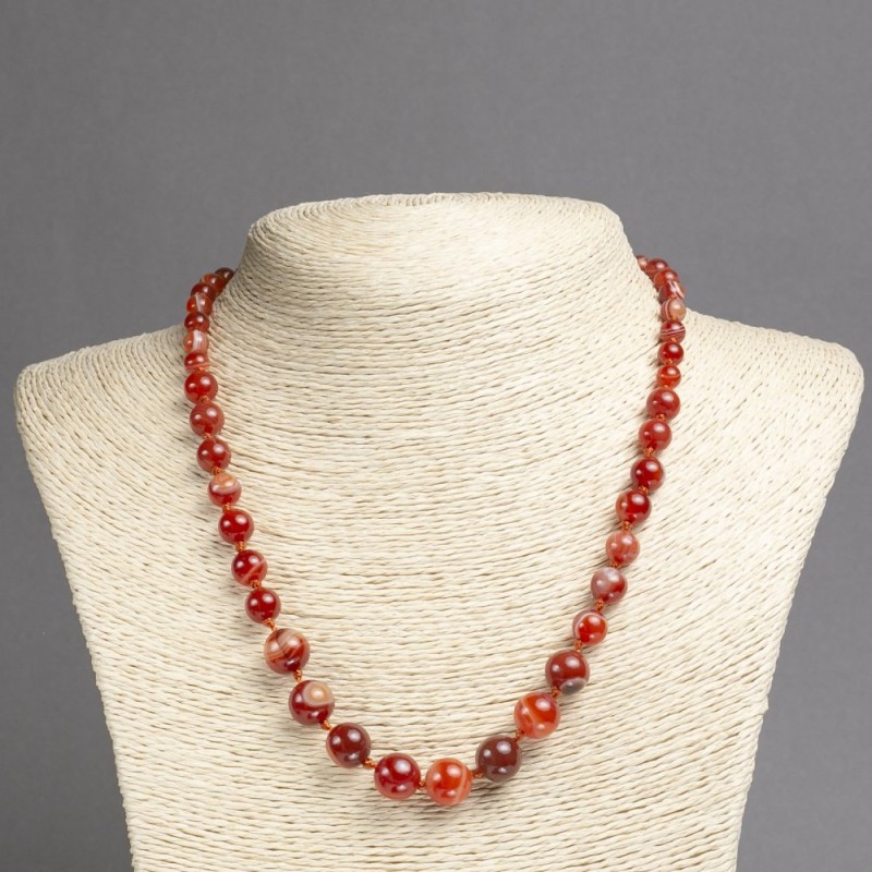 Beaded necklace from natural orange agate, smooth beads, diameter 6-10 mm ±, length 45 cm ±
