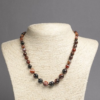 Expandable Necklace, natural brown agate, smooth beads, diameter 6-10 mm, length 45 cm +/-